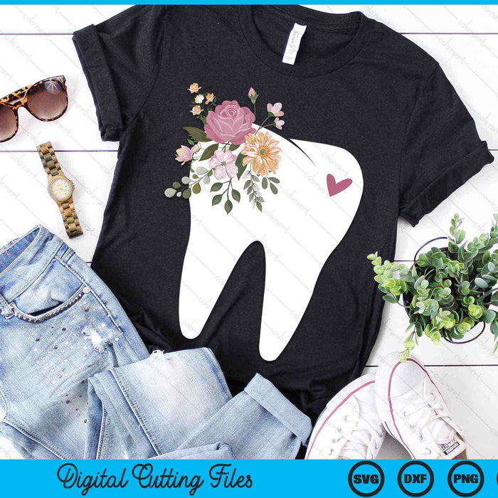 Dentist Dental Assistant Oral Hygienist Tooth Flower SVG PNG Digital Cutting Files