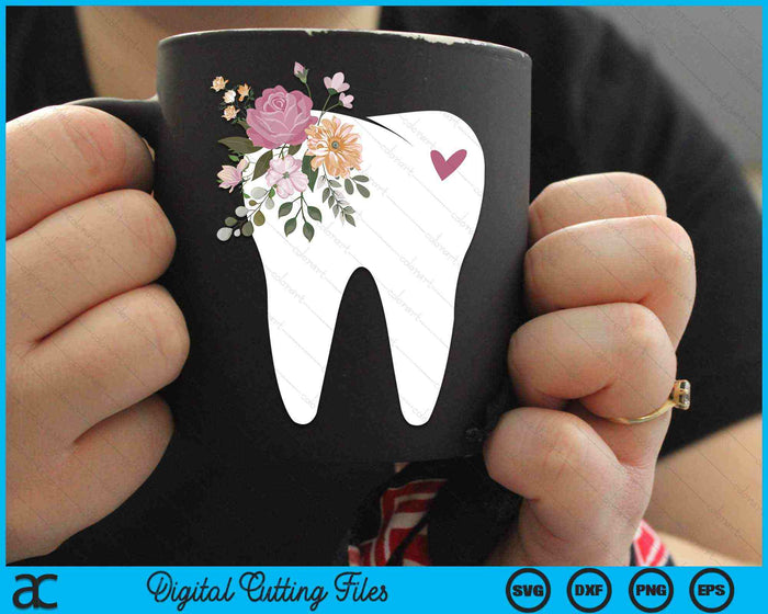 Dentist Dental Assistant Oral Hygienist Tooth Flower SVG PNG Digital Cutting Files
