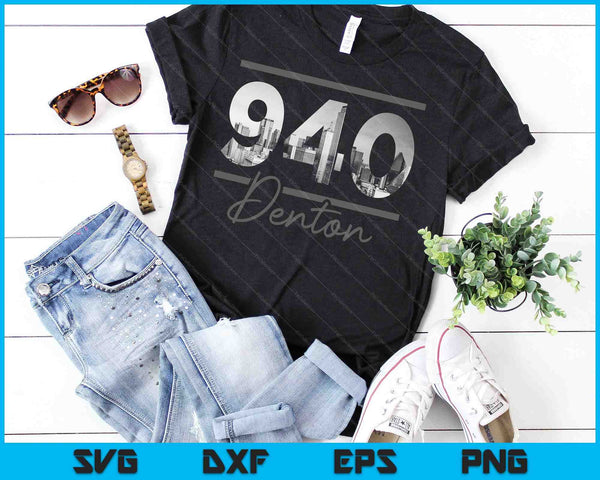 Denton 940 Area Code Skyline Texas Vintage SVG PNG Cutting Printable Files - on a t-shirt