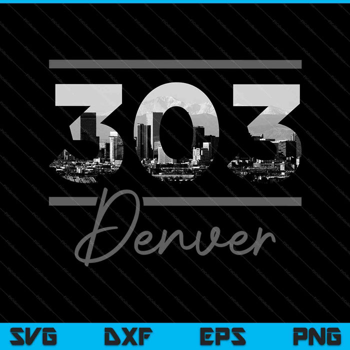 Denver 303 Código de área Skyline Colorado Vintage SVG PNG Cortar archivos imprimibles