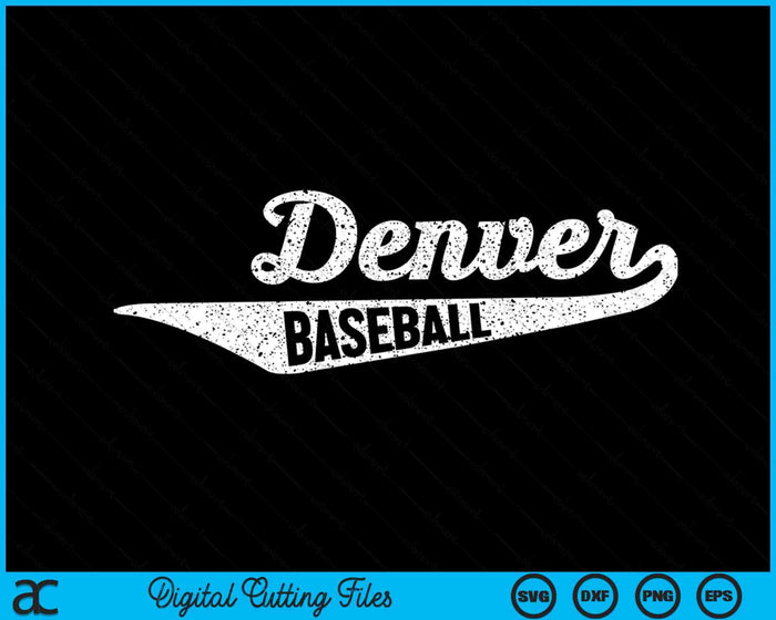Denver Baseball Script Vintage Distressed SVG PNG digitale snijbestanden 