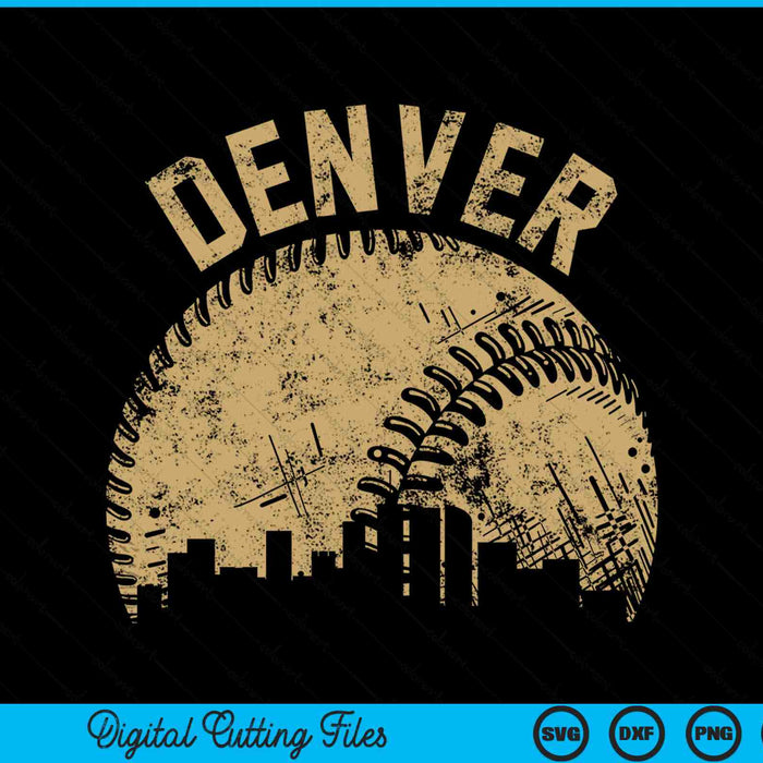 Denver Baseball Skyline Player Coach Fan SVG PNG Digital Printable Files