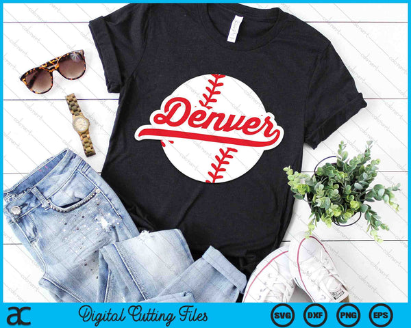 Denver Baseball Vintage Denver Pride Love City Red SVG PNG digitale snijbestanden