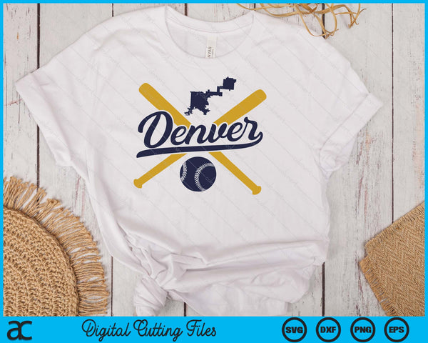 Denver Baseball Vintage Wisconsin Pride Love City SVG PNG Cutting Files