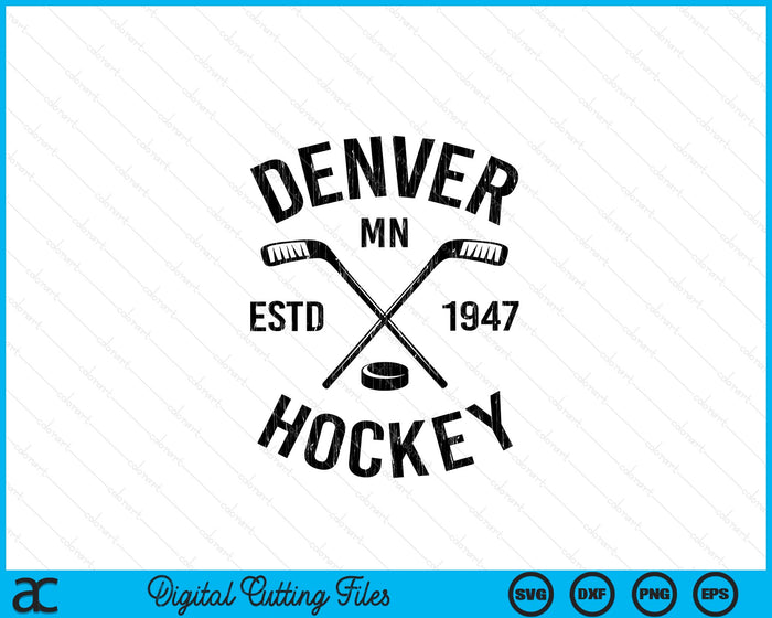 Denver Minnesota Ice Hockey Sticks Vintage Gift SVG PNG Digital Cutting Files