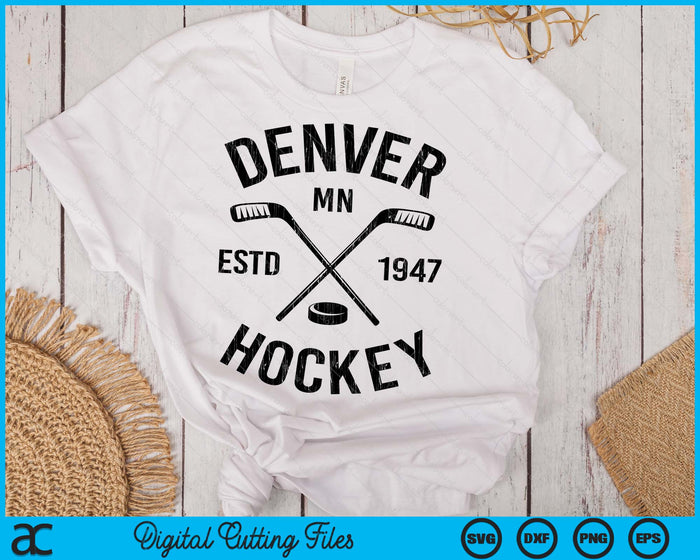 Denver Minnesota Ice Hockey Sticks Vintage Gift SVG PNG Digital Cutting Files