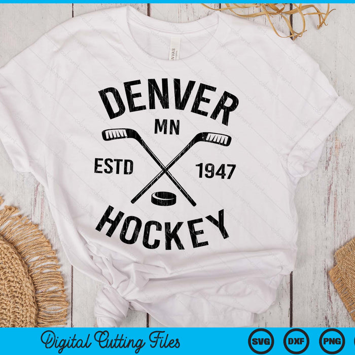 Denver Minnesota Ice Hockey Sticks Vintage Gift SVG PNG Digital Cutting Files