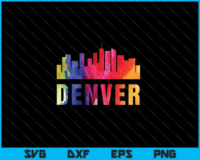 Denver aquarel skyline thuisstaat souvenir SVG PNG snijden afdrukbare bestanden