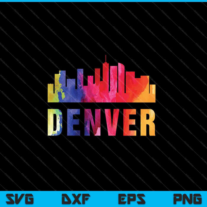 Denver Watercolor Skyline Home State Souvenir SVG PNG Cutting Printable Files