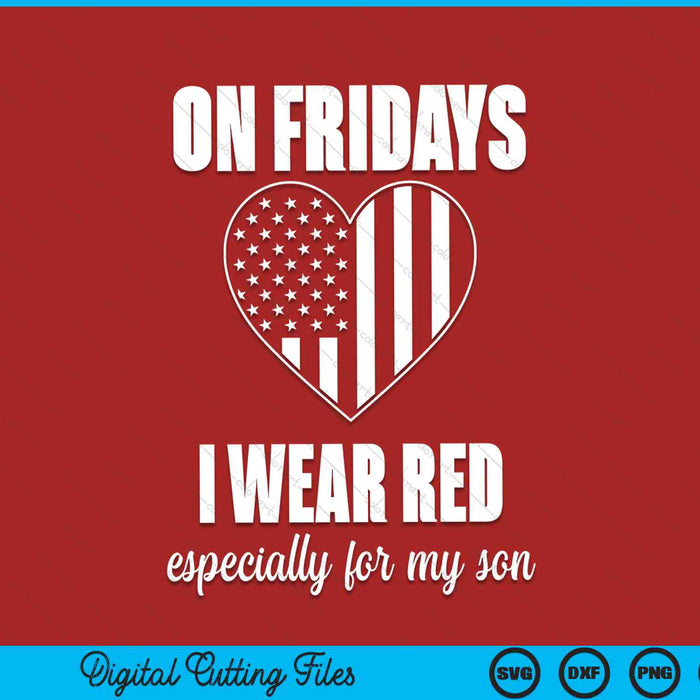 Ingezet zoon ontwerp voor moeder Red Friday militaire SVG PNG digitale snijbestanden