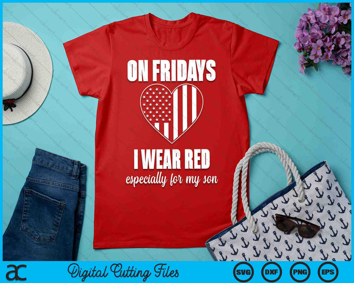 Deployed Son Design For Mom Red Friday Military SVG PNG Digital Cutting Files