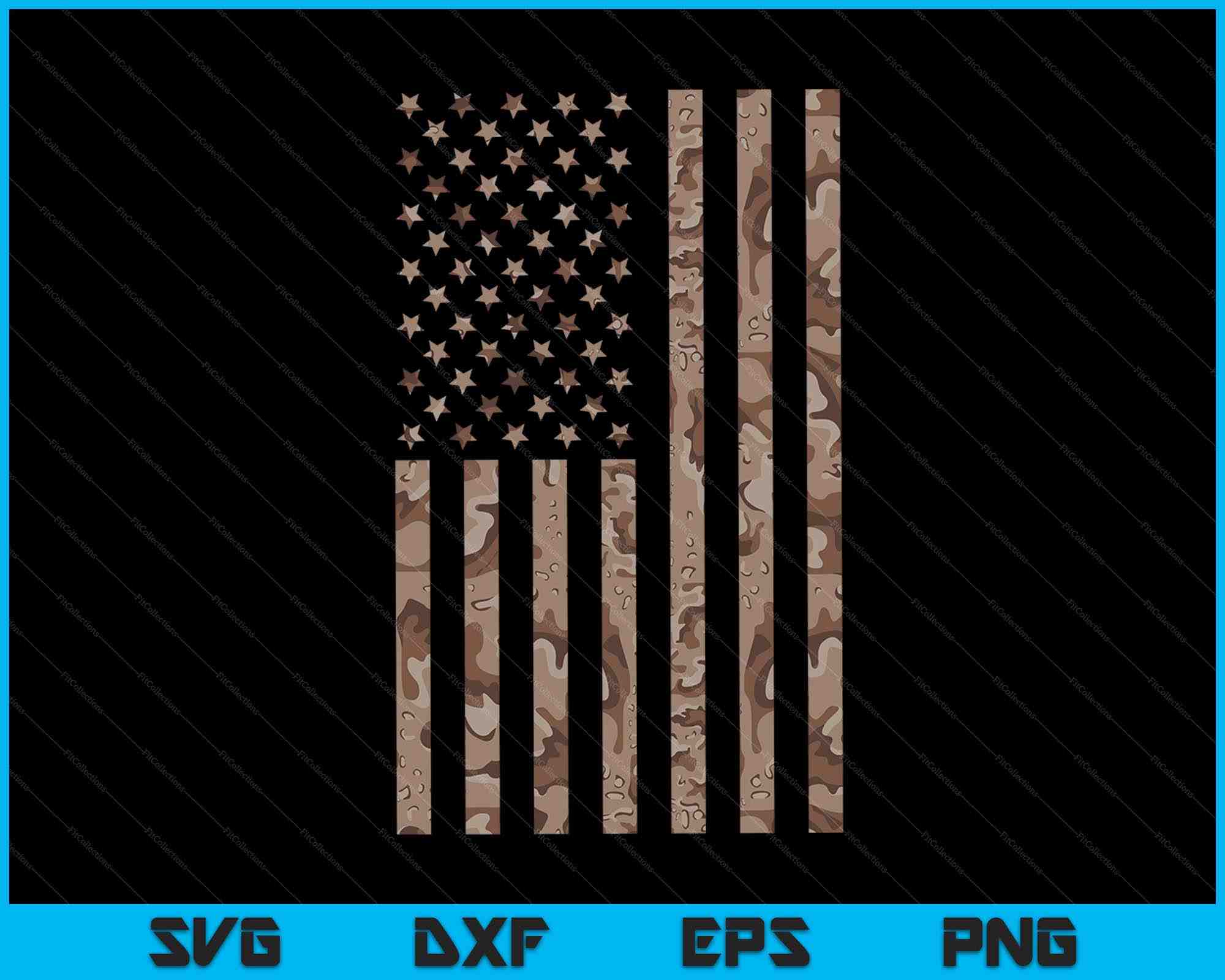 Desert Camo American Flag Military Tactical Camouflage USA SVG Files ...