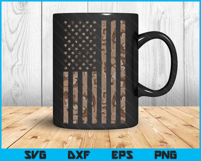 Desert Camo American Flag Military Tactical Camouflage USA SVG PNG Digital Cutting Files