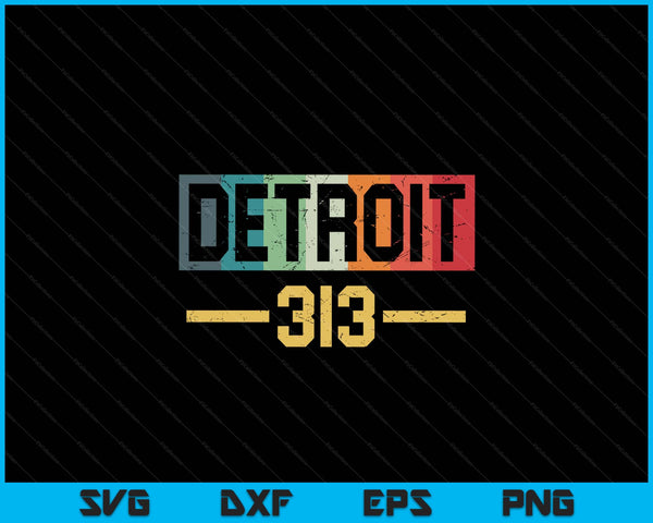 Detroit 313 Area Code Michigan SVG PNG Digital Printable Files