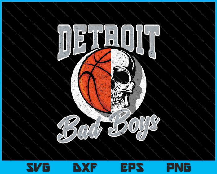 Detroit Bad Boys basketbal schedel USA SVG PNG snijden afdrukbare bestanden