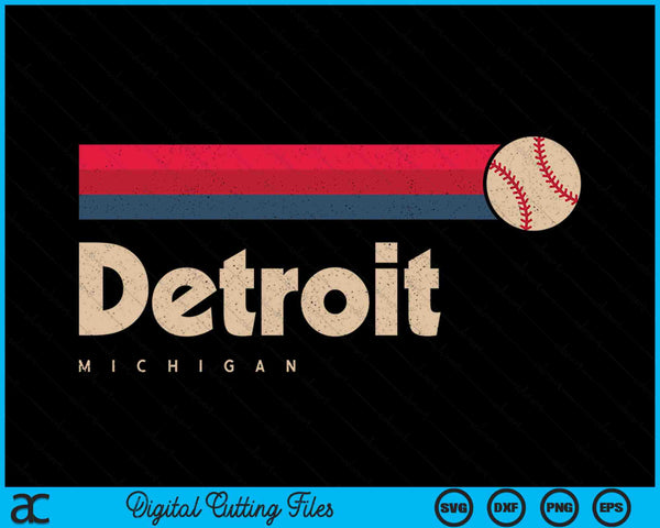 Detroit Baseball City Michigan Retro Detroit SVG PNG Digital Cutting Files