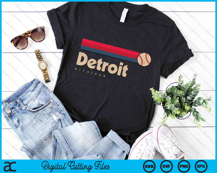 Detroit Baseball City Michigan Retro Detroit SVG PNG Digital Cutting Files