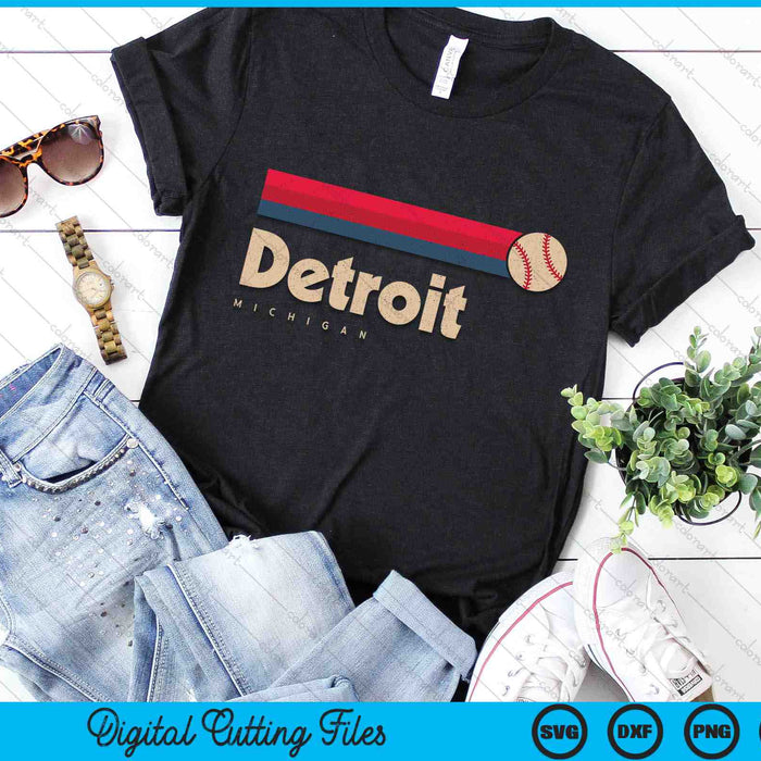 Detroit Baseball City Michigan Retro Detroit SVG PNG Digital Cutting Files