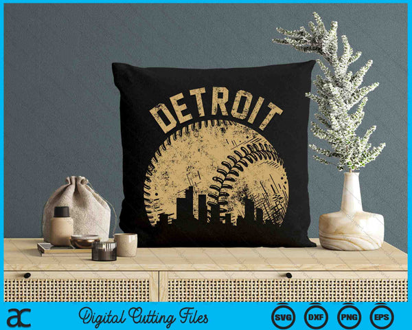 Detroit Baseball Skyline Player Coach Fan SVG PNG Digital Printable Files