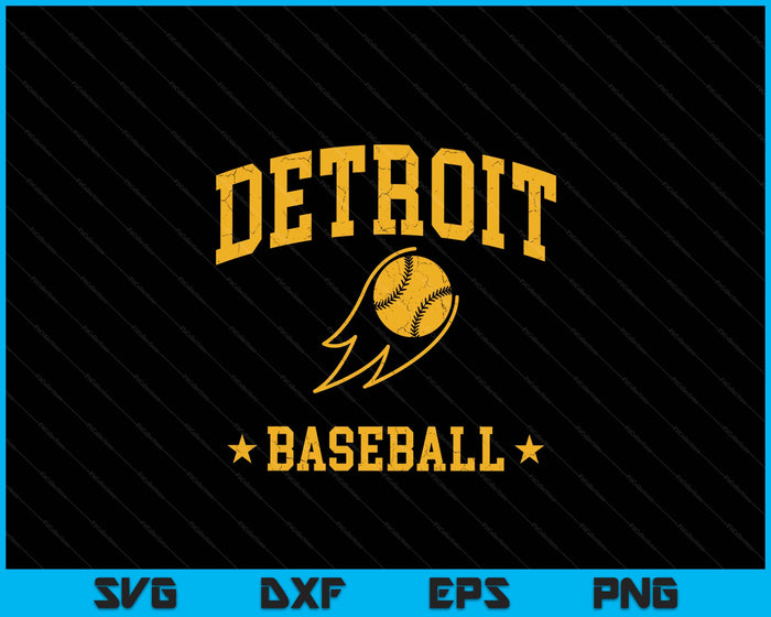 Detroit Baseball Vintage Gameday Retro Baseball Lover SVG PNG Digital Printable Files