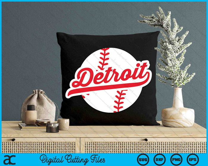 Detroit Baseball Vintage Michigan Pride Love City Red SVG PNG digitale snijbestanden 