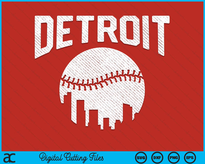Detroit City California Baseball Skyline Vintage Souvenir SVG PNG Digital Printable Files