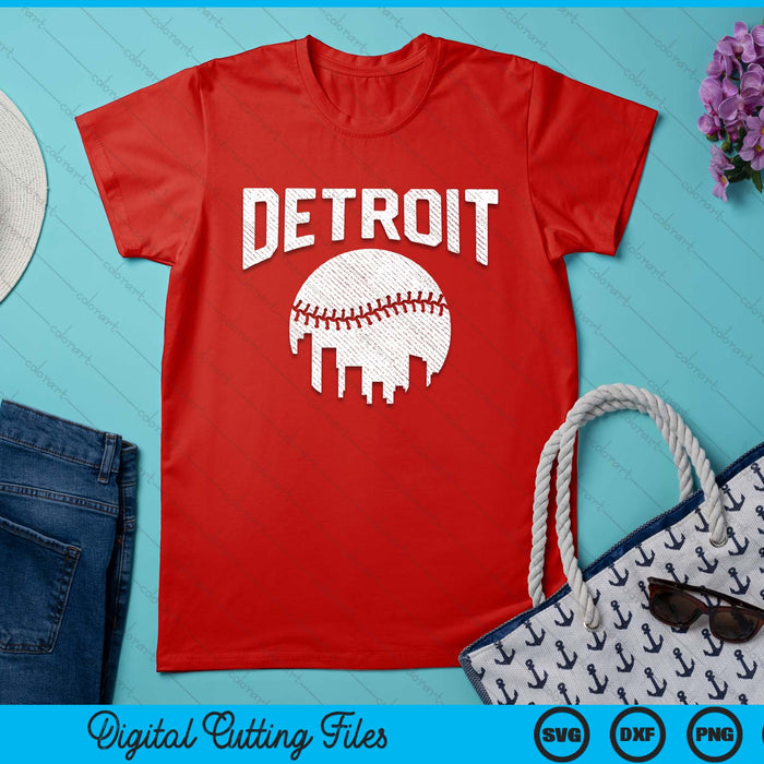Detroit City California Baseball Skyline Vintage Souvenir SVG PNG Digital Printable Files