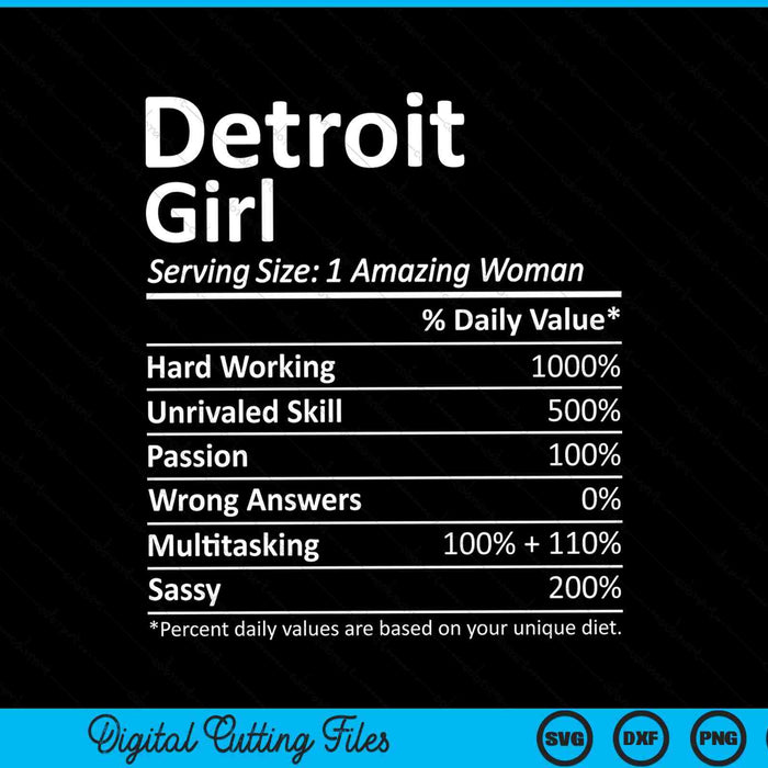 Detroit Girl MI Michigan Funny City Home Roots SVG PNG digitale snijbestanden