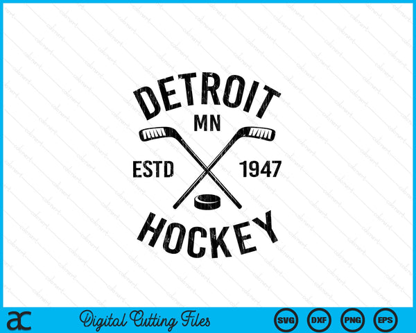 Detroit Minnesota Ice Hockey Sticks Vintage Gift SVG PNG Digital Cutting Files