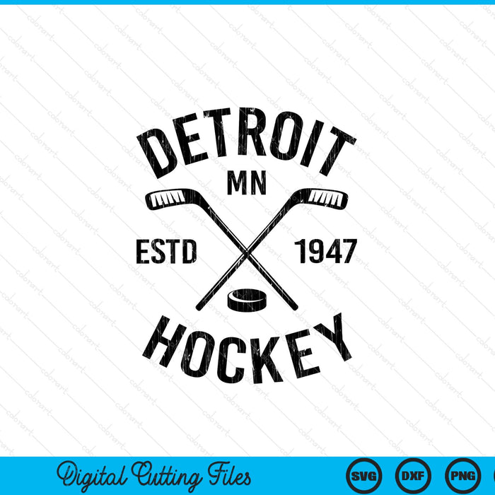 Detroit Minnesota ice hockey sticks vintage SVG PNG cut file for Cricut