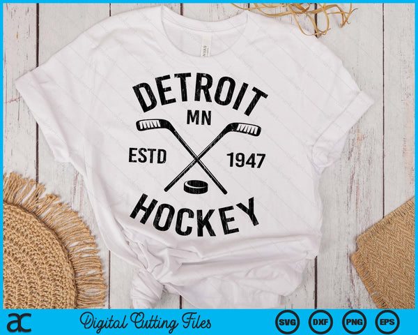 Detroit Minnesota Ice Hockey Sticks Vintage Gift SVG PNG Digital Cutting Files