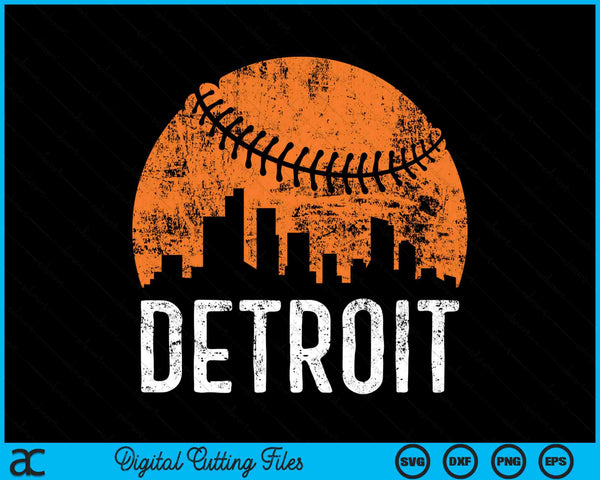 Detroit Skyline Detroit Baseball SVG PNG Digital Cutting Files