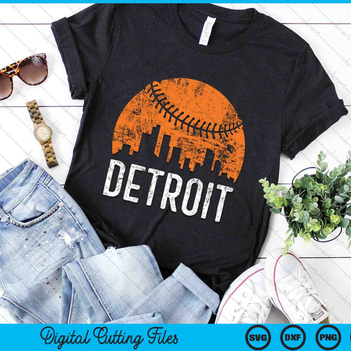 Detroit Skyline Detroit Baseball SVG PNG Digital Cutting Files