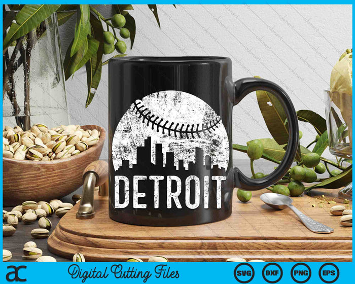 Detroit Skyline Vintage Detroit Baseball SVG PNG Digital Cutting Files