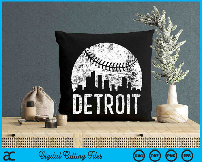 Detroit Skyline Vintage Detroit Baseball SVG PNG Digital Cutting Files