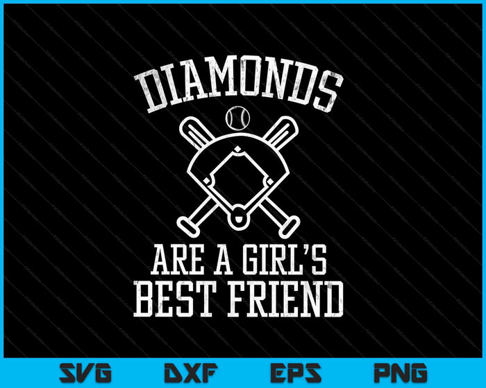 Los diamantes son un mejor amigo de las niñas béisbol SVG PNG archivos de corte digital