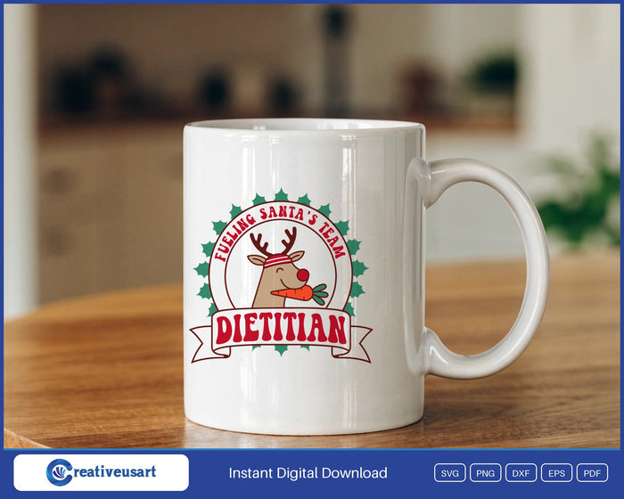 Dietitian Christmas Fueling Santa's Team design on a white coffee mug