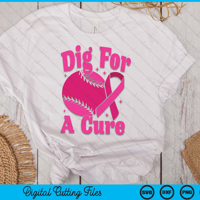 Dig For A Cure Baseball Breast Cancer Awareness SVG PNG Digital Cutting Files