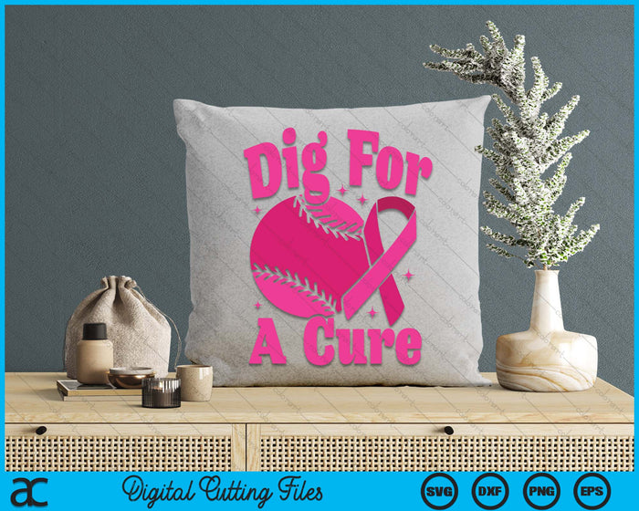 Dig For A Cure Baseball Breast Cancer Awareness SVG PNG Digital Cutting Files