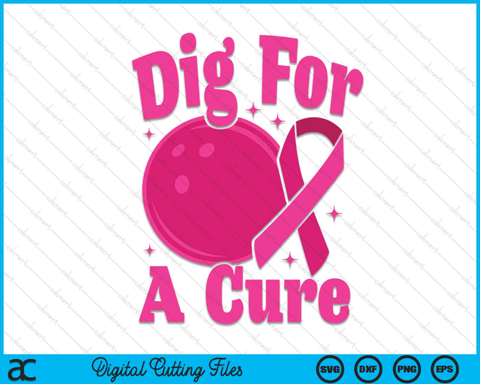 Dig For A Cure Bowling Breast Cancer Awareness SVG PNG Digital Cutting Files