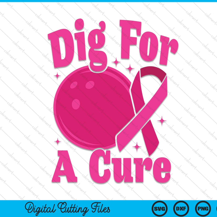 Dig For A Cure Bowling Breast Cancer Awareness SVG PNG Digital Cutting Files