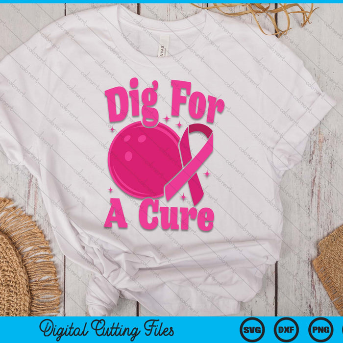 Dig For A Cure Bowling Breast Cancer Awareness SVG PNG Digital Cutting Files