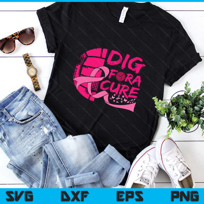 Dig For A Cure Breast Cancer Awareness Volleyball Pink SVG PNG Digital Printable Files