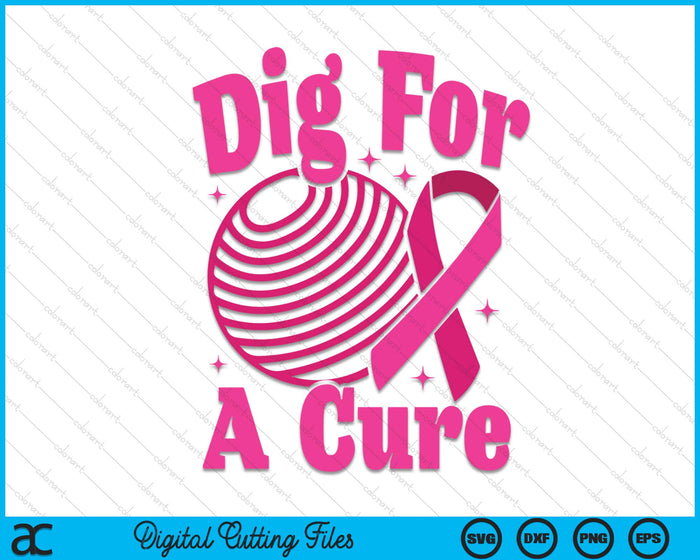 Dig For A Cure Dodgeball Breast Cancer Awareness SVG PNG Digital Cutting Files