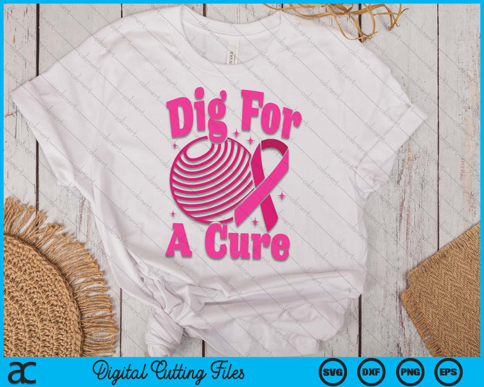 Dig For A Cure Dodgeball Breast Cancer Awareness SVG PNG Digital Cutting Files