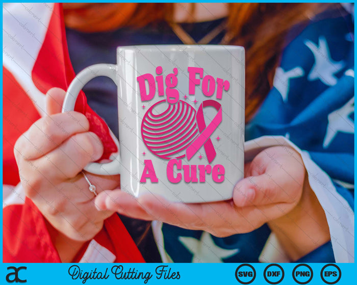 Dig For A Cure Dodgeball Breast Cancer Awareness SVG PNG Digital Cutting Files