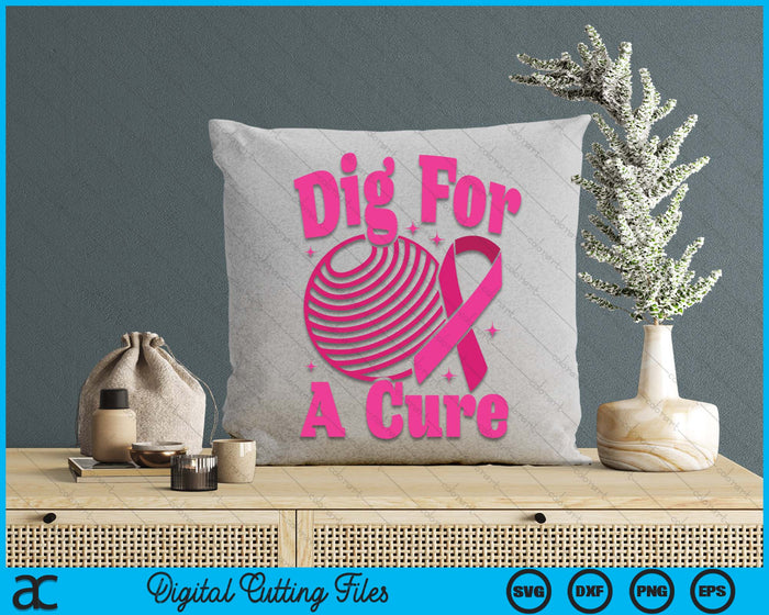 Dig For A Cure Dodgeball Breast Cancer Awareness SVG PNG Digital Cutting Files