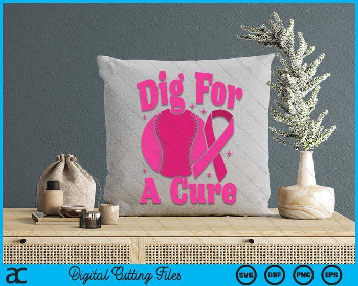Dig For A Cure Softball Breast Cancer Awareness SVG PNG Digital Cutting Files