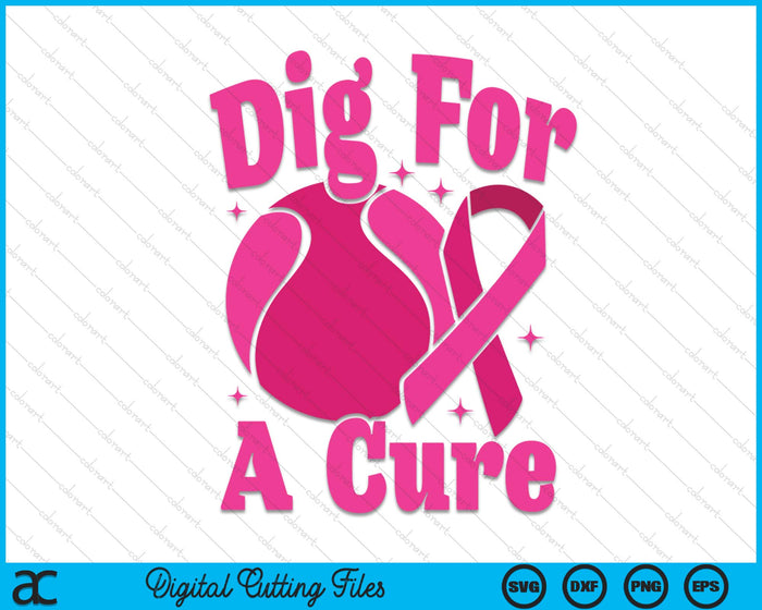 Dig For A Cure Tennis Breast Cancer Awareness SVG PNG Digital Cutting Files