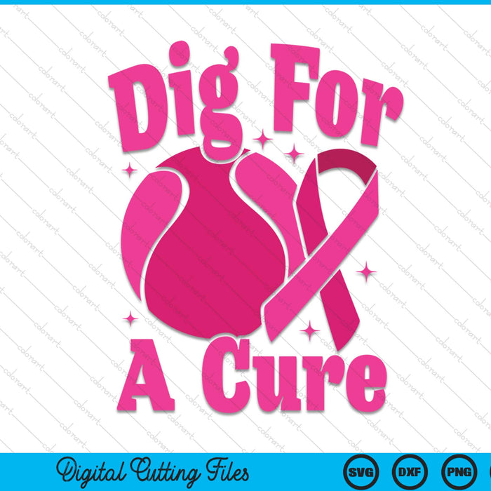 Dig for a cure tennis breast cancer awareness SVG cut file